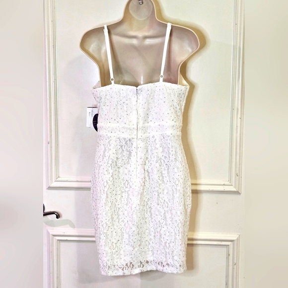 Windsor Cameron Formal White w/Silver Glitter & Lace Mini Dress,Size 9, NWT - Picture 14 of 16